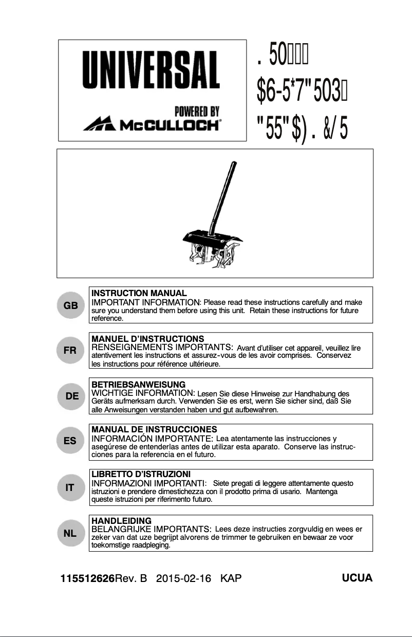 Page 1 of the manual User Manual McCulloch B28 PS