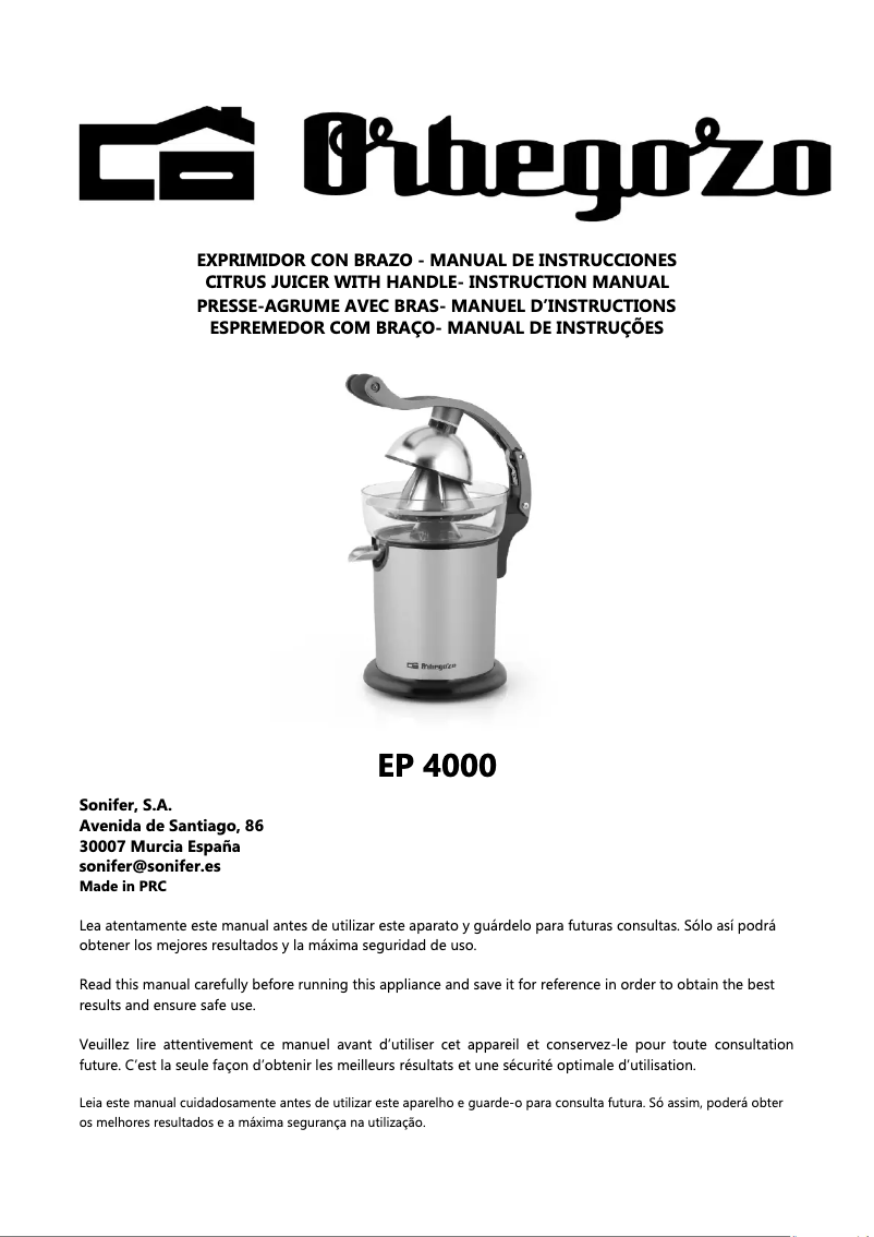 First page image of the manual for EP 4000