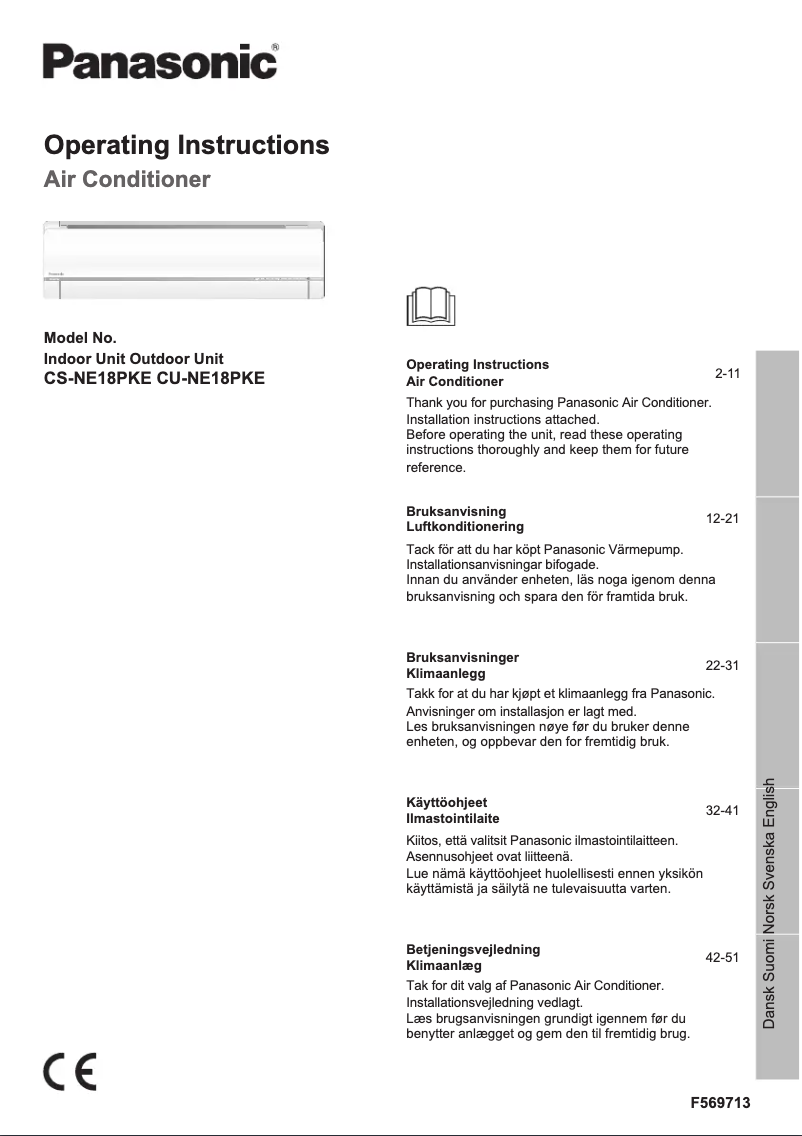Page 1 of the manual User Manual Panasonic CS-NE18PKE