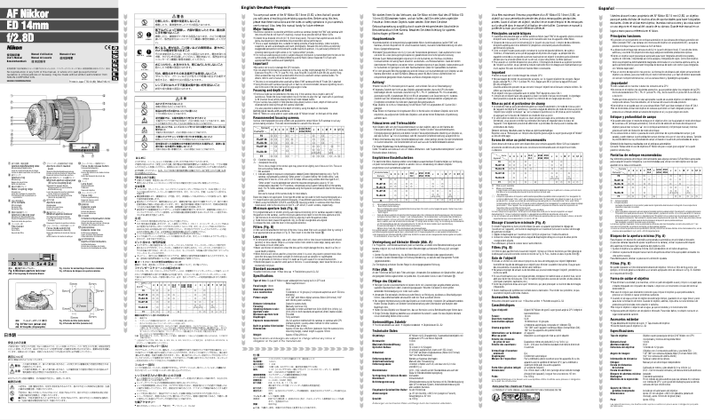 First page image of the manual for AF Nikkor 14mm f/2.8D ED