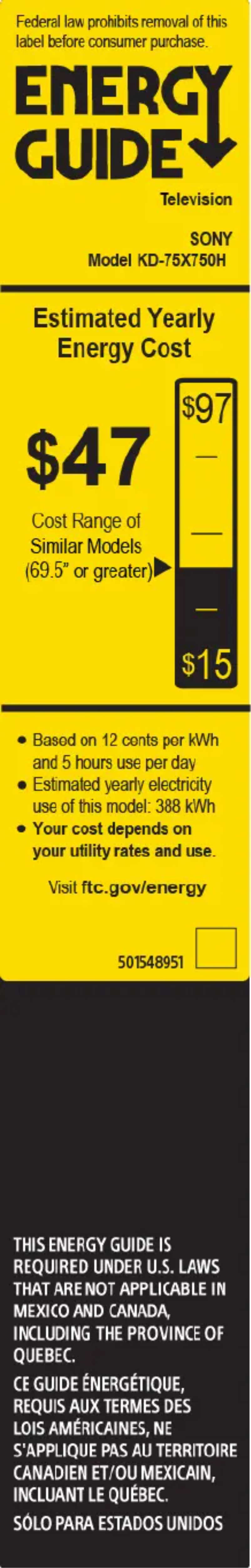 First page image of the manual for KD-75X750H