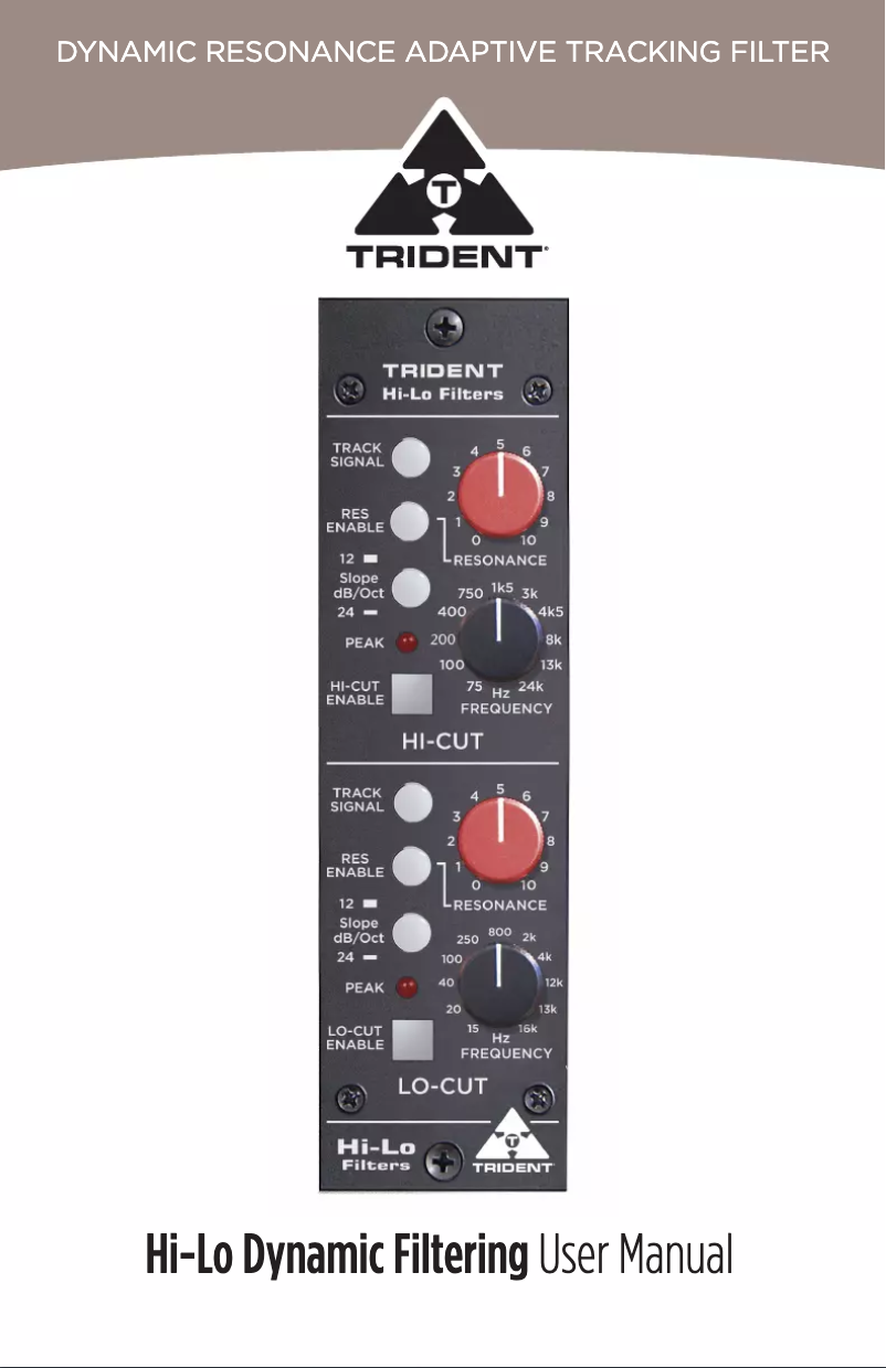 Page 1 of the manual User Manual Trident Hi-Lo Filters