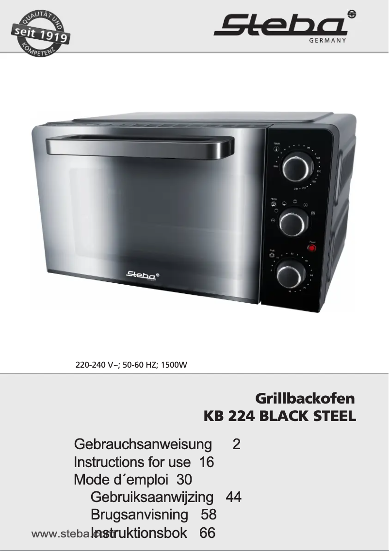 Page 1 of the manual User Manual Steba KB 224 BLACK STEEL