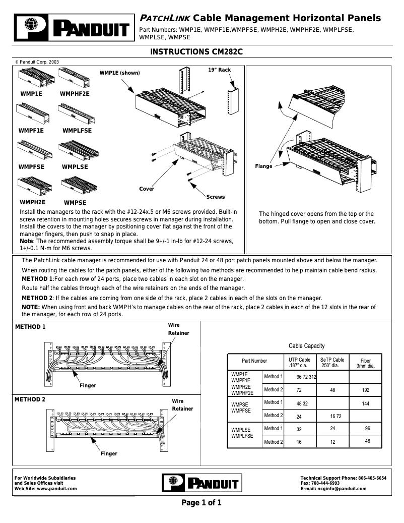 Page 1 of the manual Instruction Manual Panduit WMPLFSE
