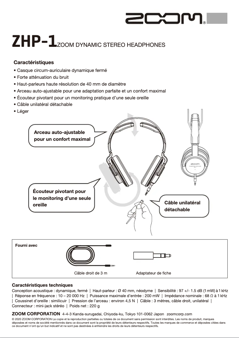 First page image of the manual for ZHP-1