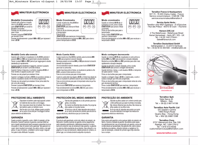 Image de la première page du manuel de l'appareil Pluton Timer