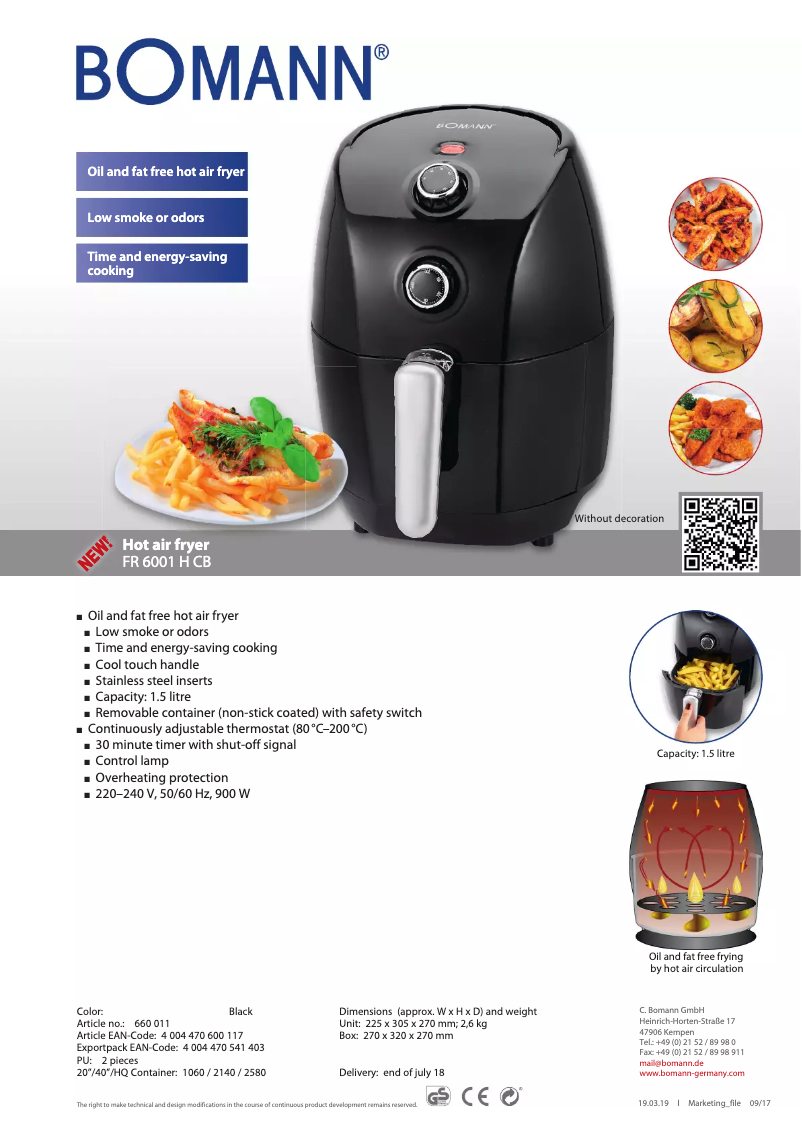 First page image of the manual for FR 6031 H CB