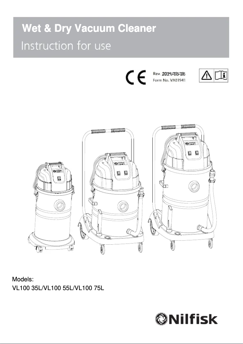 Page 1 of the manual User Manual Nilfisk VL100