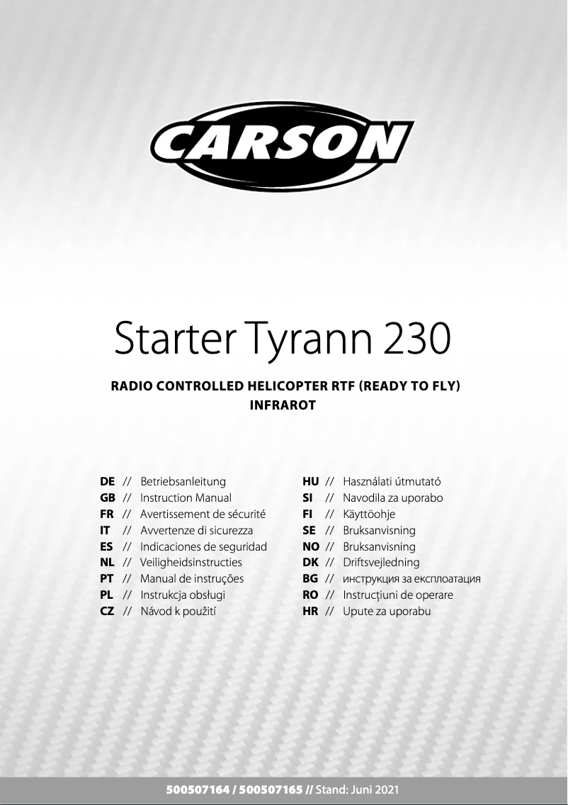 First page image of the manual for Starter Tyrann 230