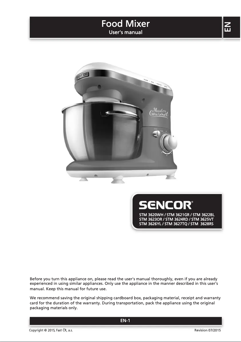 Page 1 of the manual User Manual Sencor STM 3622BL