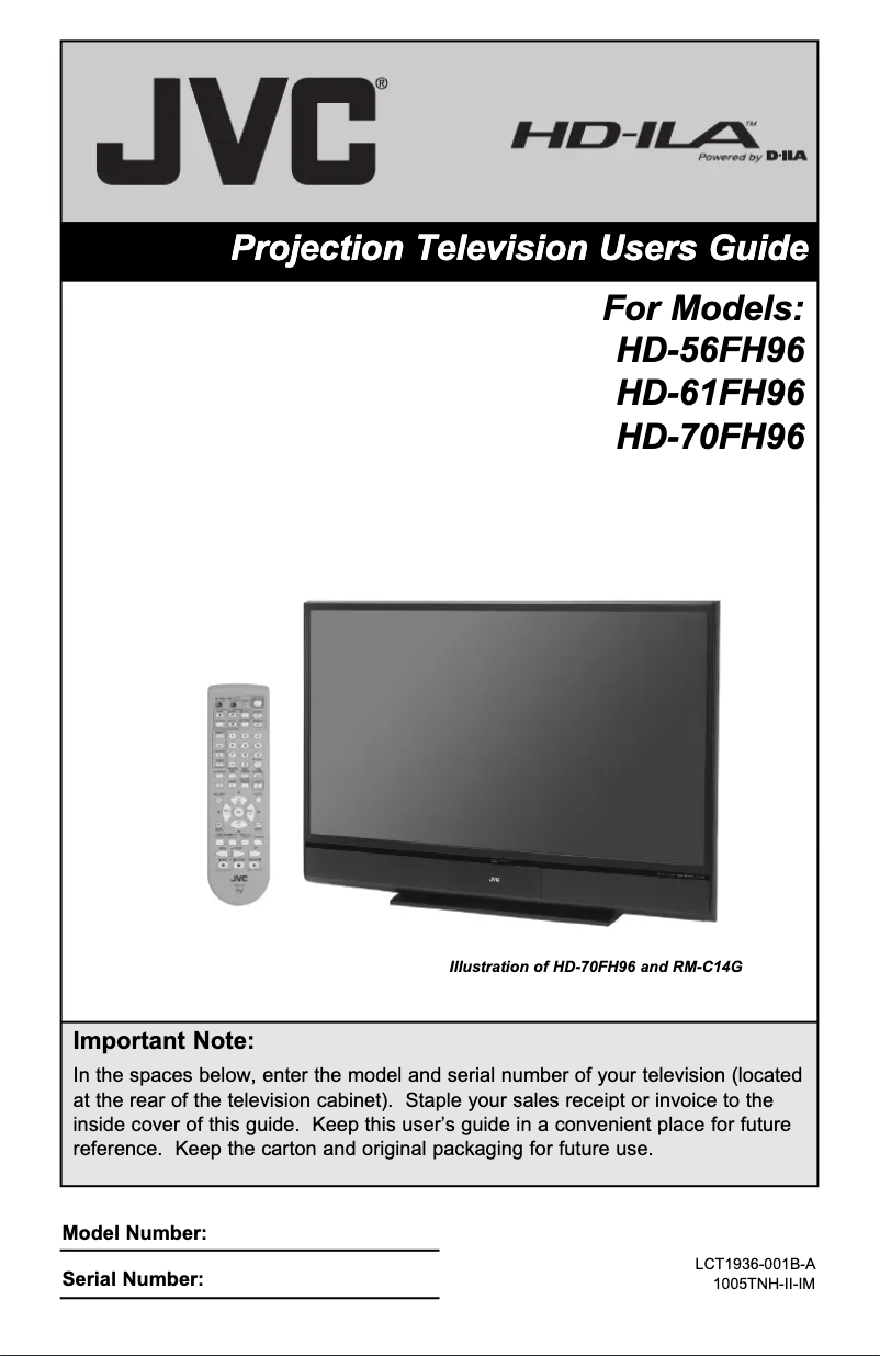 First page image of the manual for HD-70FH96