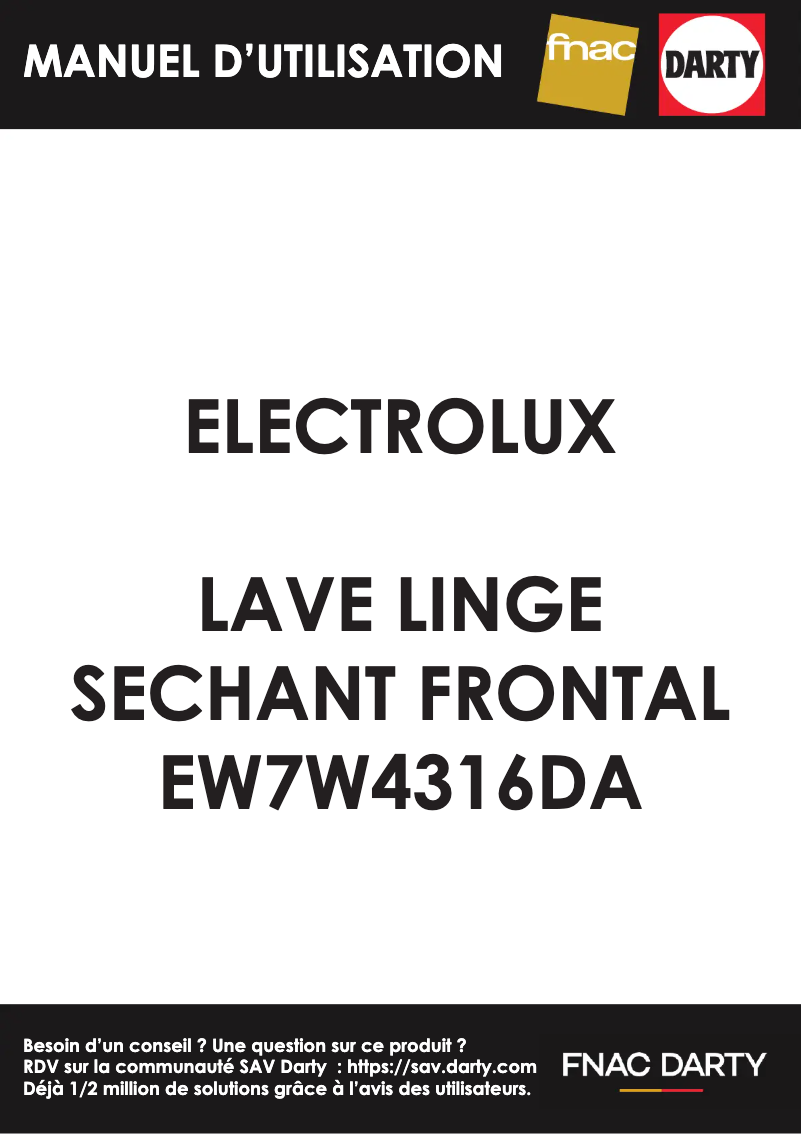 Page 1 of the manual User Manual Electrolux EW7W4316DA