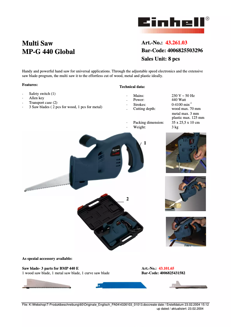 Page 1 of the manual User Manual Global MP-G 440