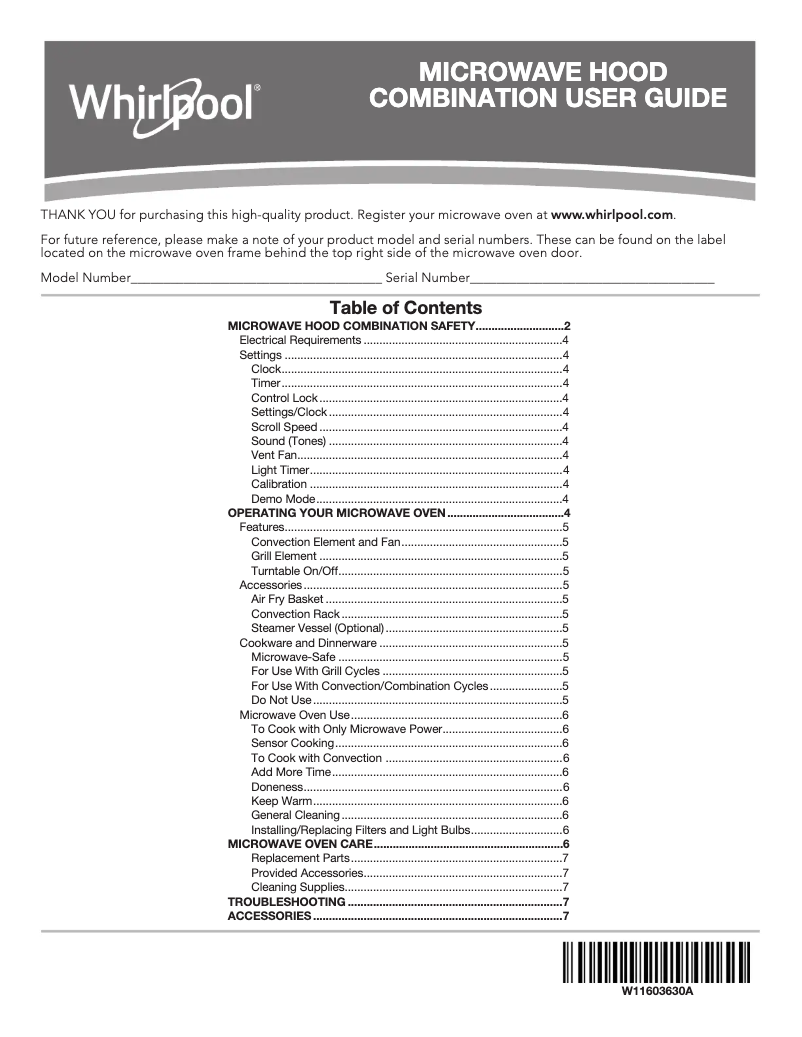 Page 1 of the manual User Manual Whirlpool WMH78519LB