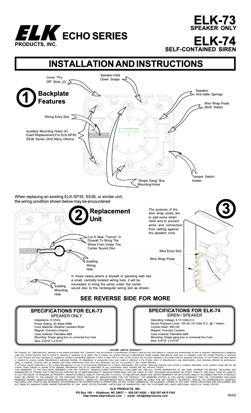 Page 1 of the manual User Manual ELK Echo-73