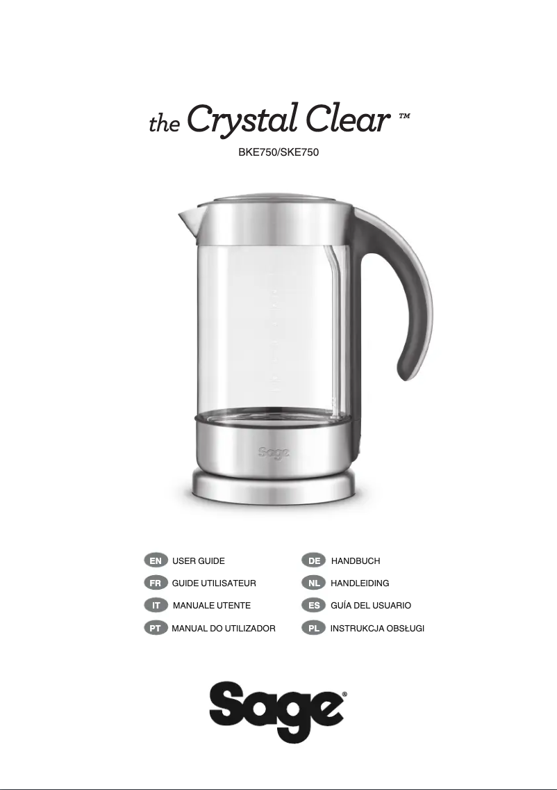 First page image of the manual for the Crystal Clear SKE750