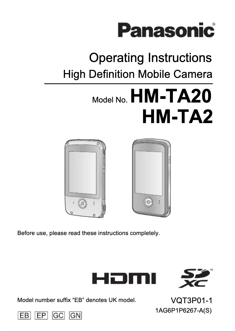 First page image of the manual for HM-TA20GN