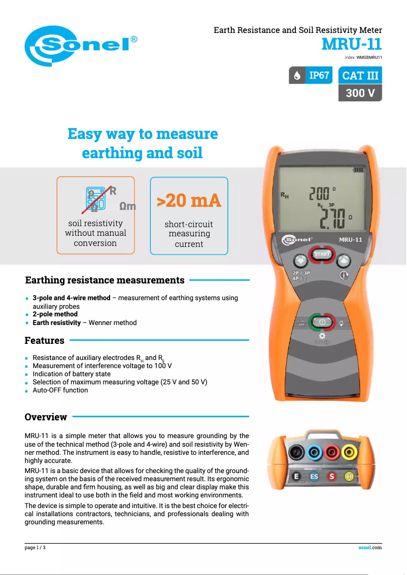 First page image of the manual for MRU-11