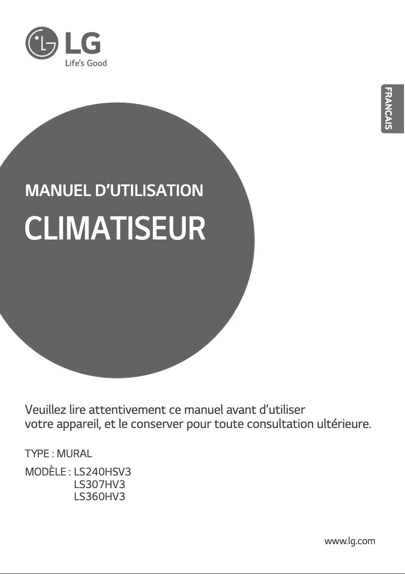 First page image of the manual for LSN360HV3