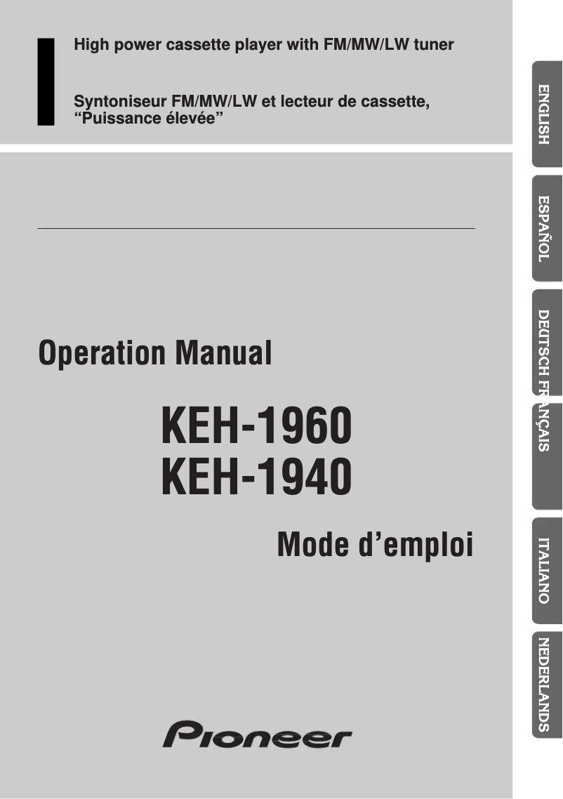 First page image of the manual for KEH-1940