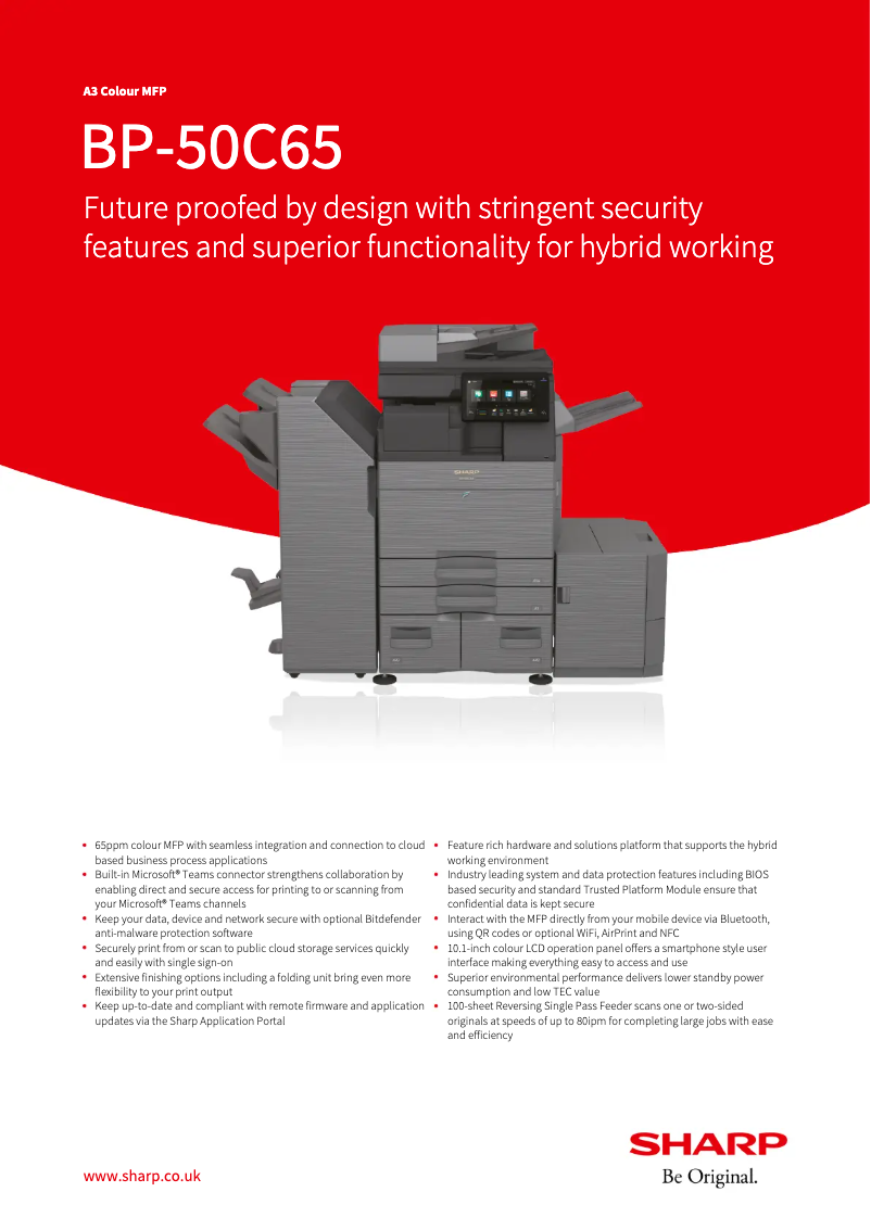 Page 1 of the manual Technical Sheet Sharp BP-50C65
