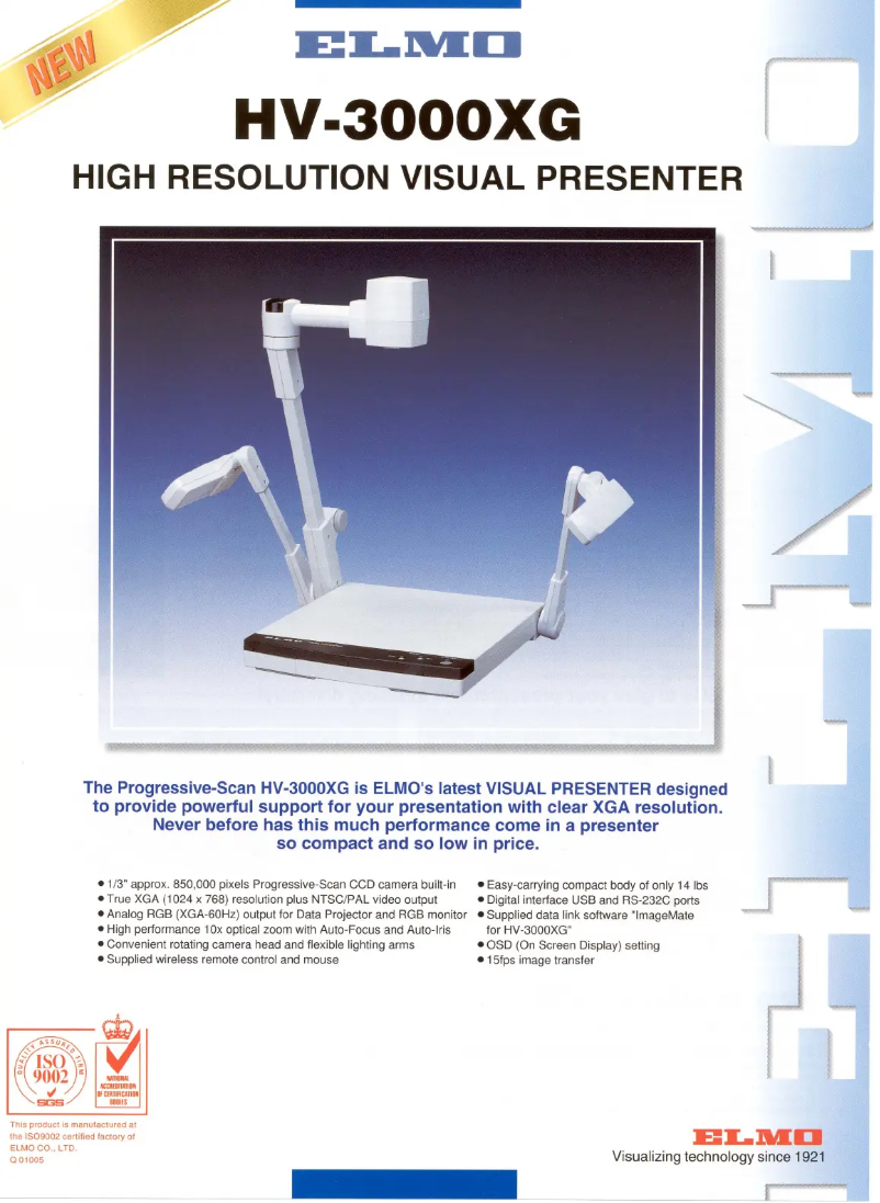 First page image of the manual for HV-3000XG