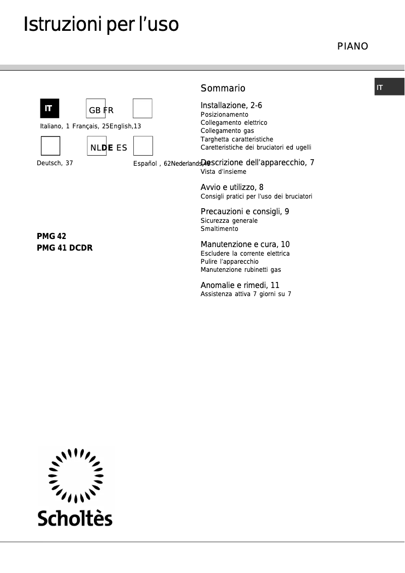 First page image of the manual for Pmg 42