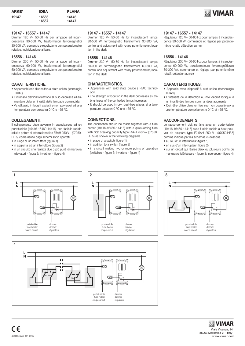 Page 1 of the manual User Manual Vimar 19147