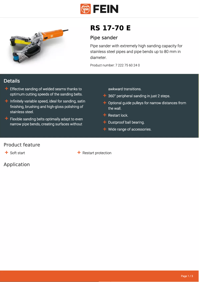 First page image of the manual for RS17-70E