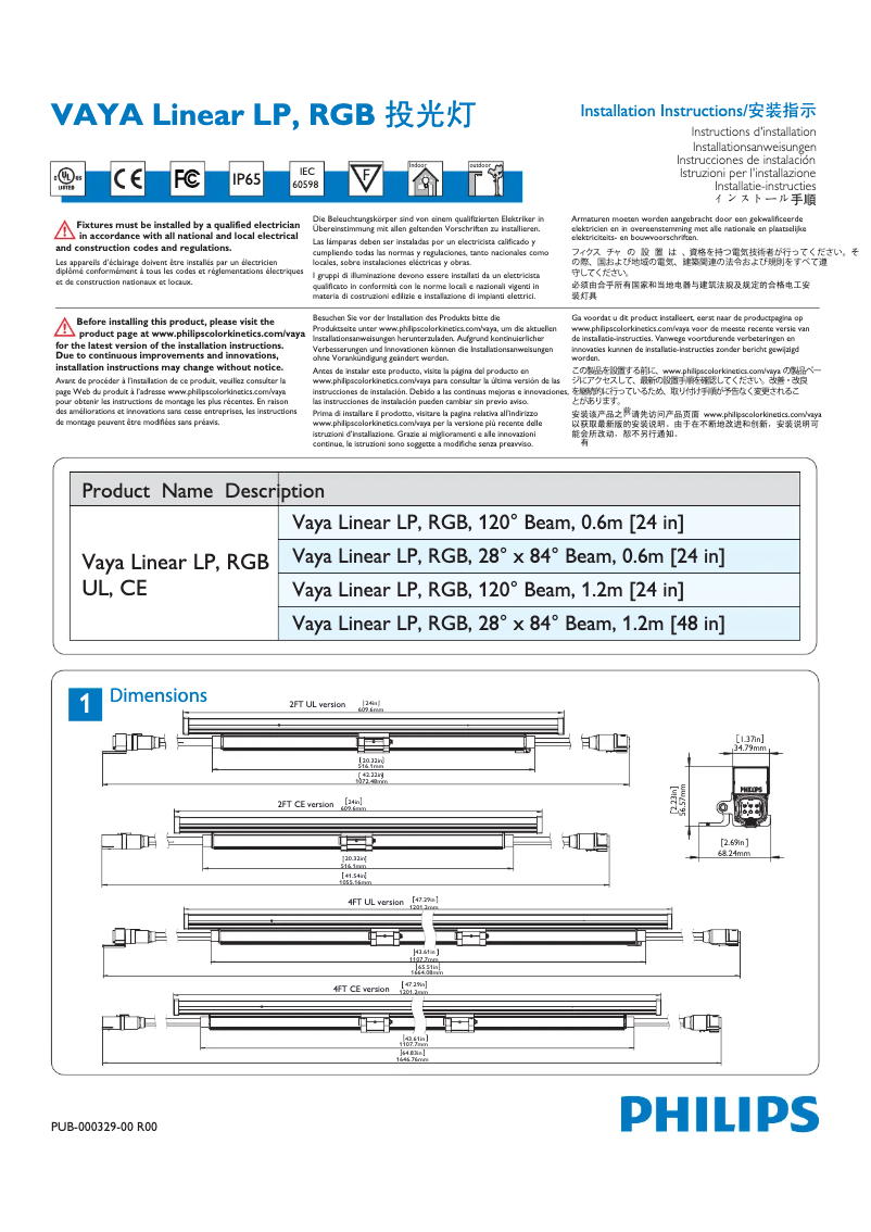 First page image of the manual for BCP421 120 RGB L1200 CE