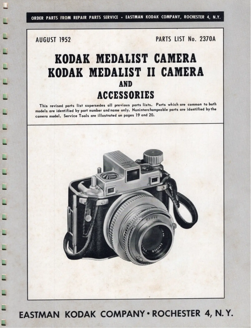 Page 1 of the manual Instructions / Assembly Kodak Medalist II