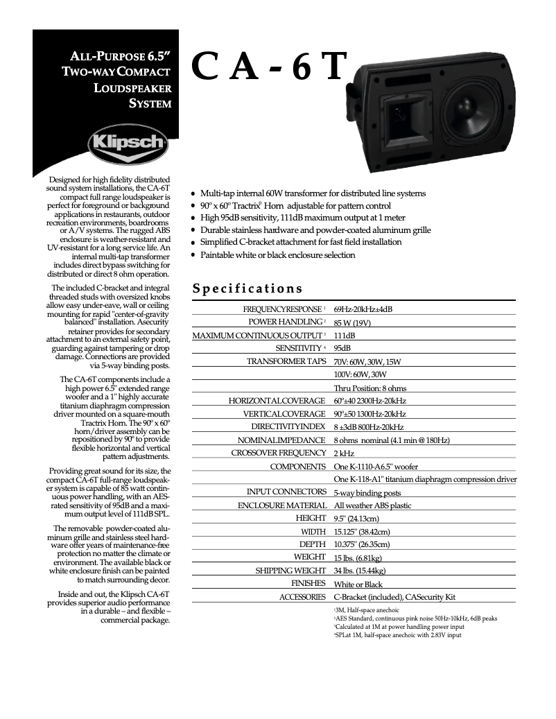 First page image of the manual for CA-6T