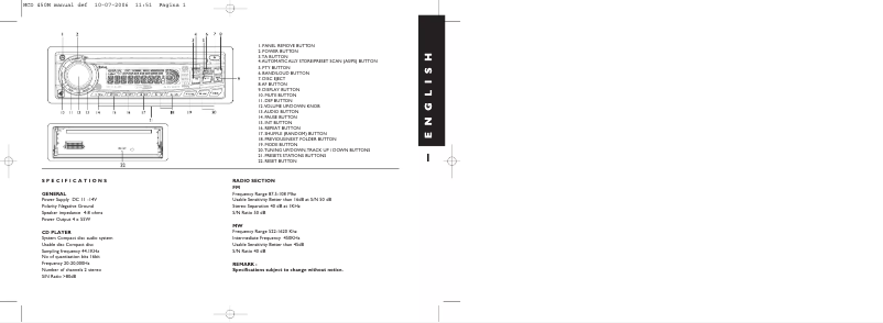 Page 1 of the manual User Manual Caliber MCD 450 M