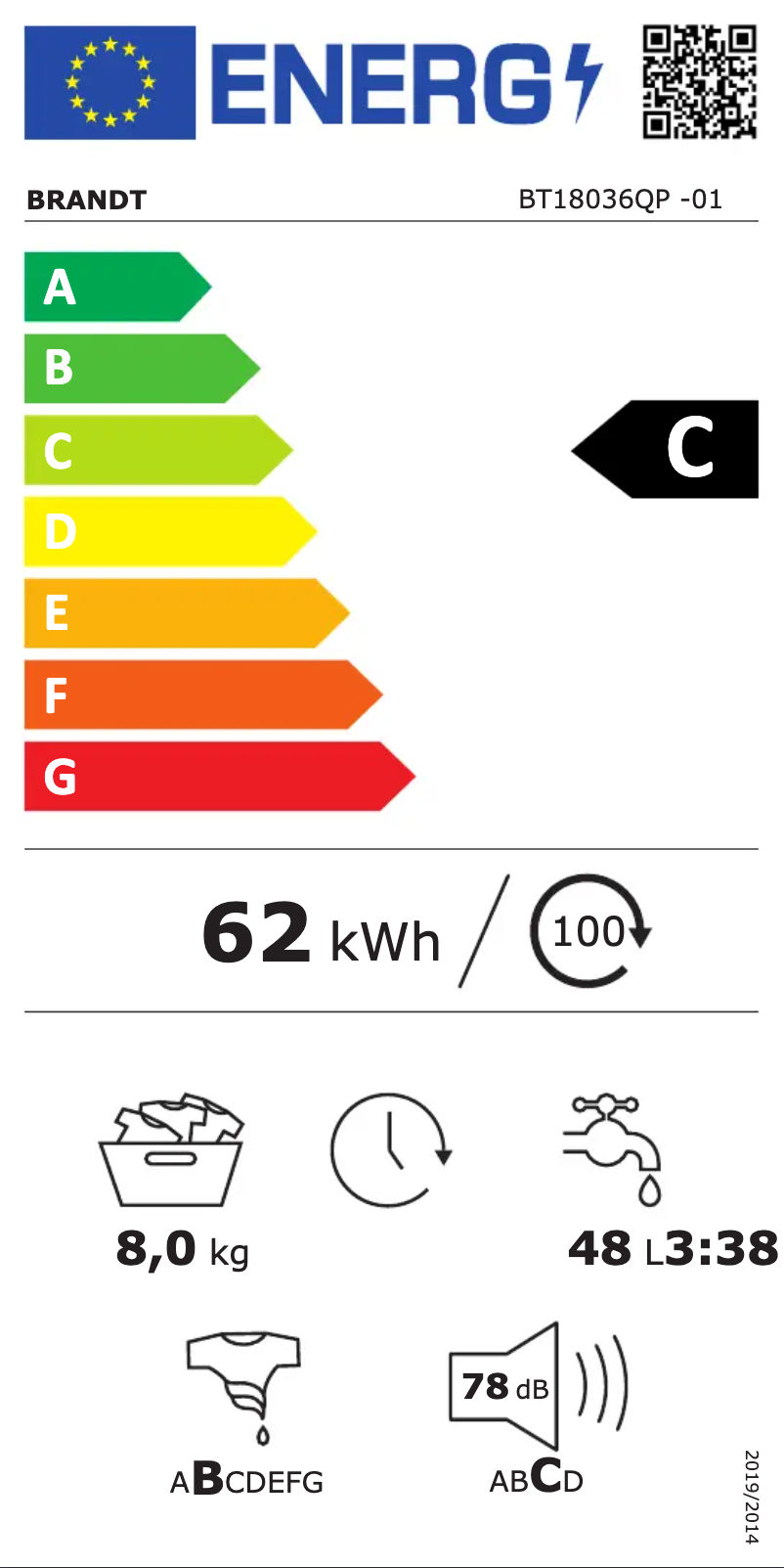 Page 1 de la notice Manuel utilisateur Brandt BT18036QP