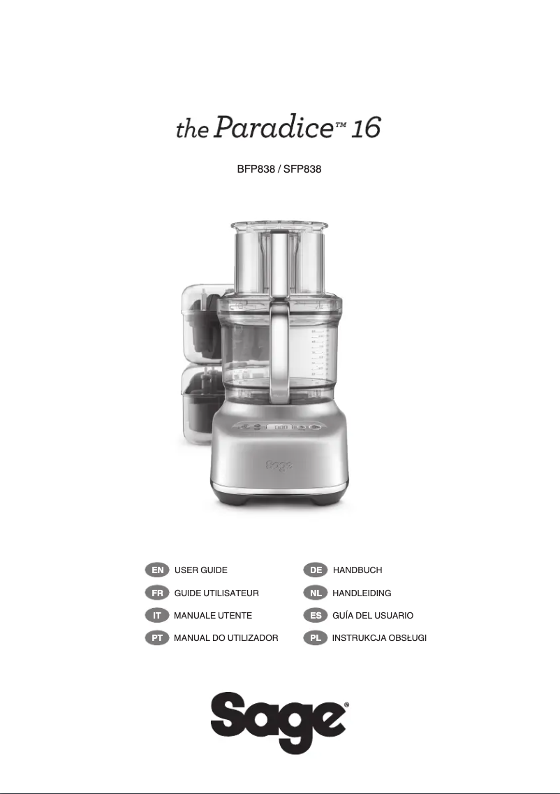 Page 1 of the manual User Manual Sage the Paradice 16 SFP838