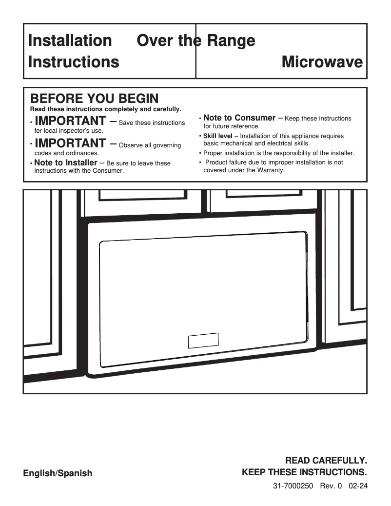Page 1 of the manual Installation Guide Hotpoint HVMB14S4WWW