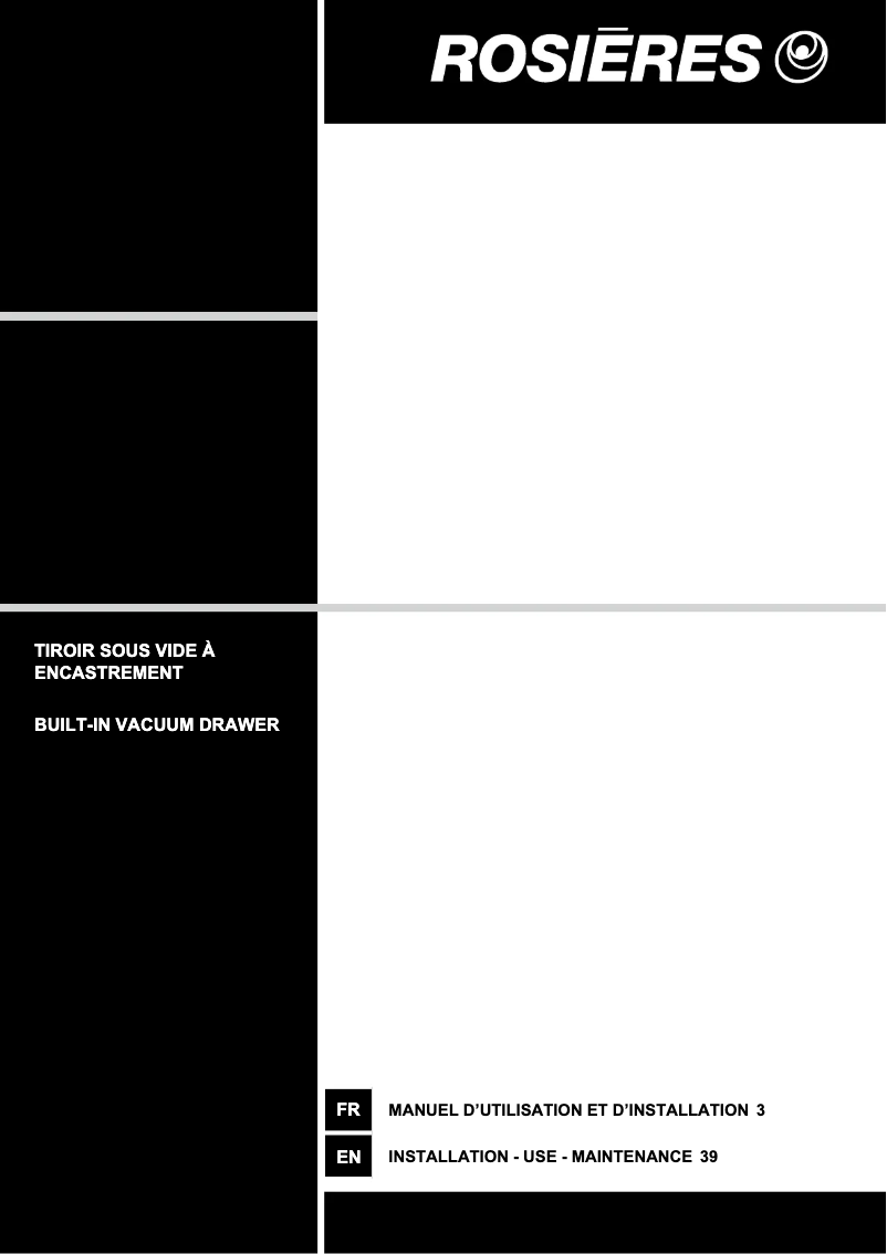 Page 1 of the manual User Manual Rosieres RVSD14 SV