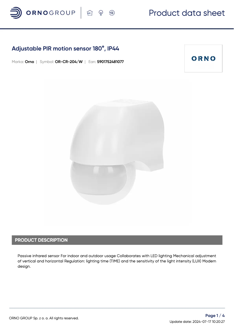 Image de la première page du manuel de l'appareil OR-CR-204