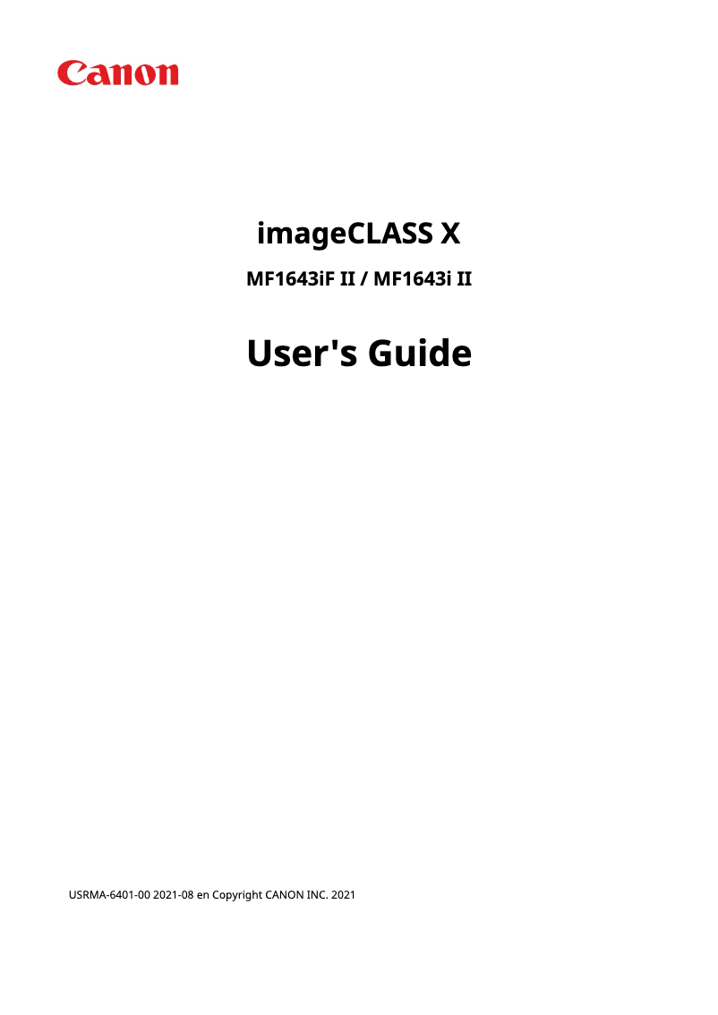 First page image of the manual for imageCLASS X MF1643iF II