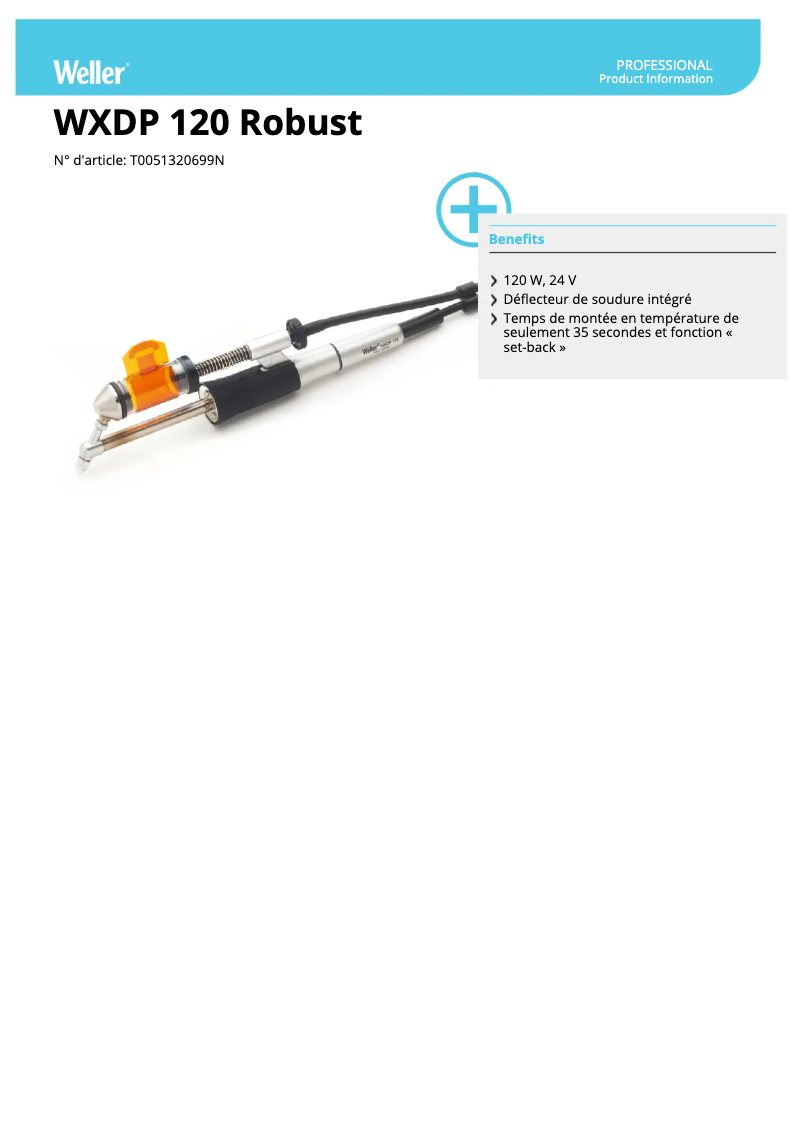 Page 1 of the manual Technical Sheet Weller WXDP 120 Robust
