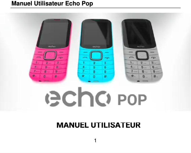 Page 1 of the manual User Manual Echo Pop