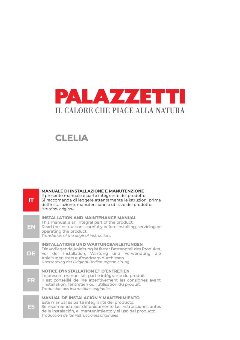 Page 1 of the manual User Manual Palazzetti CLELIA 13