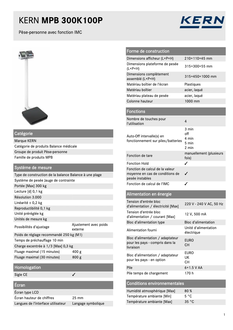 First page image of the manual for MPB 300K100P d