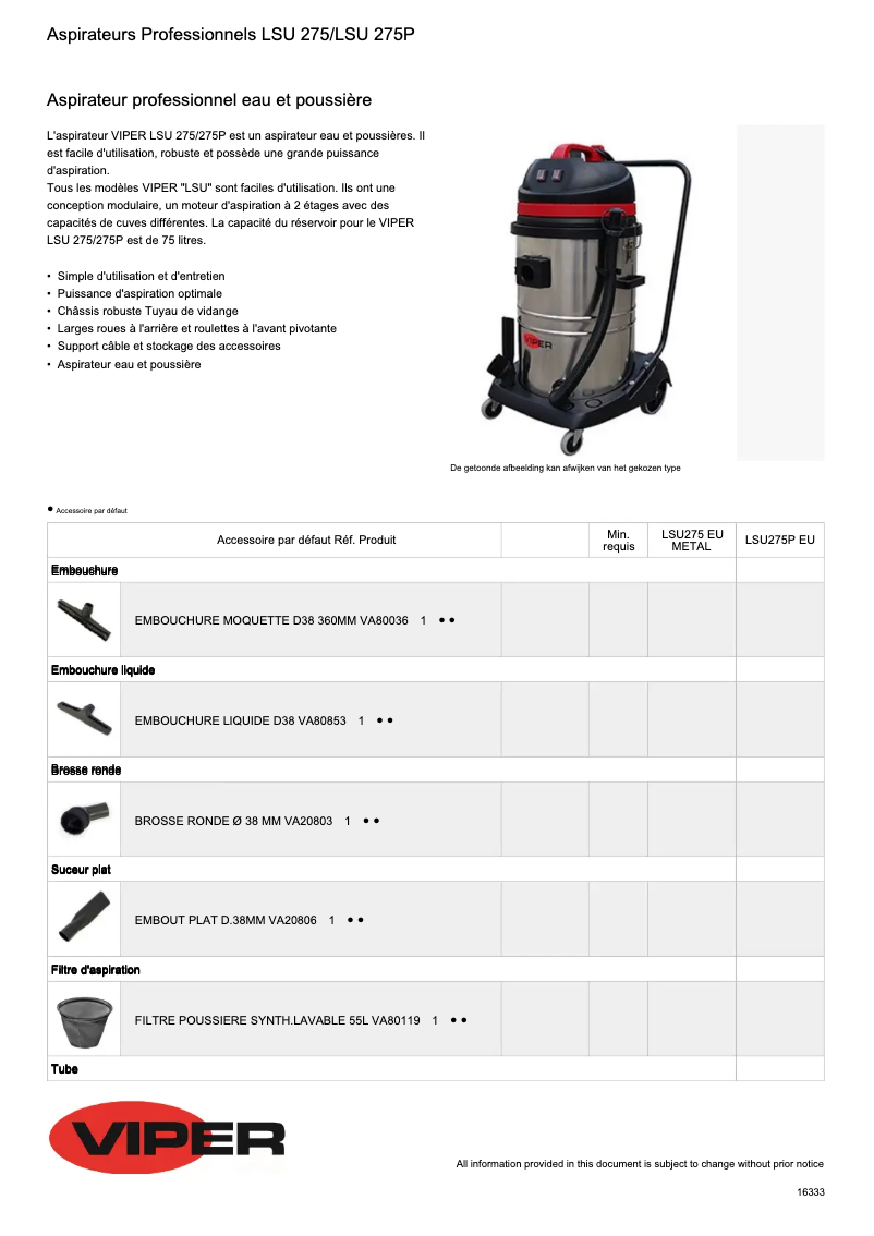 First page image of the manual for LSU275
