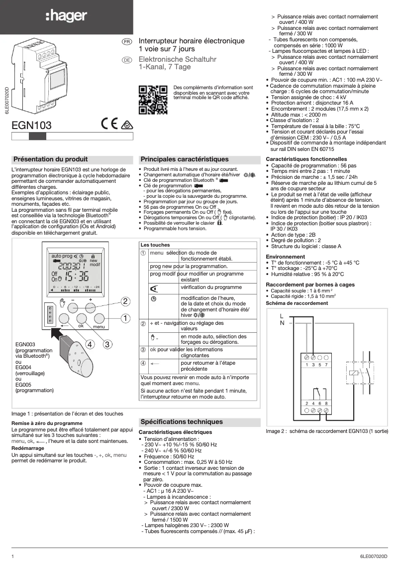 First page image of the manual for EGN103