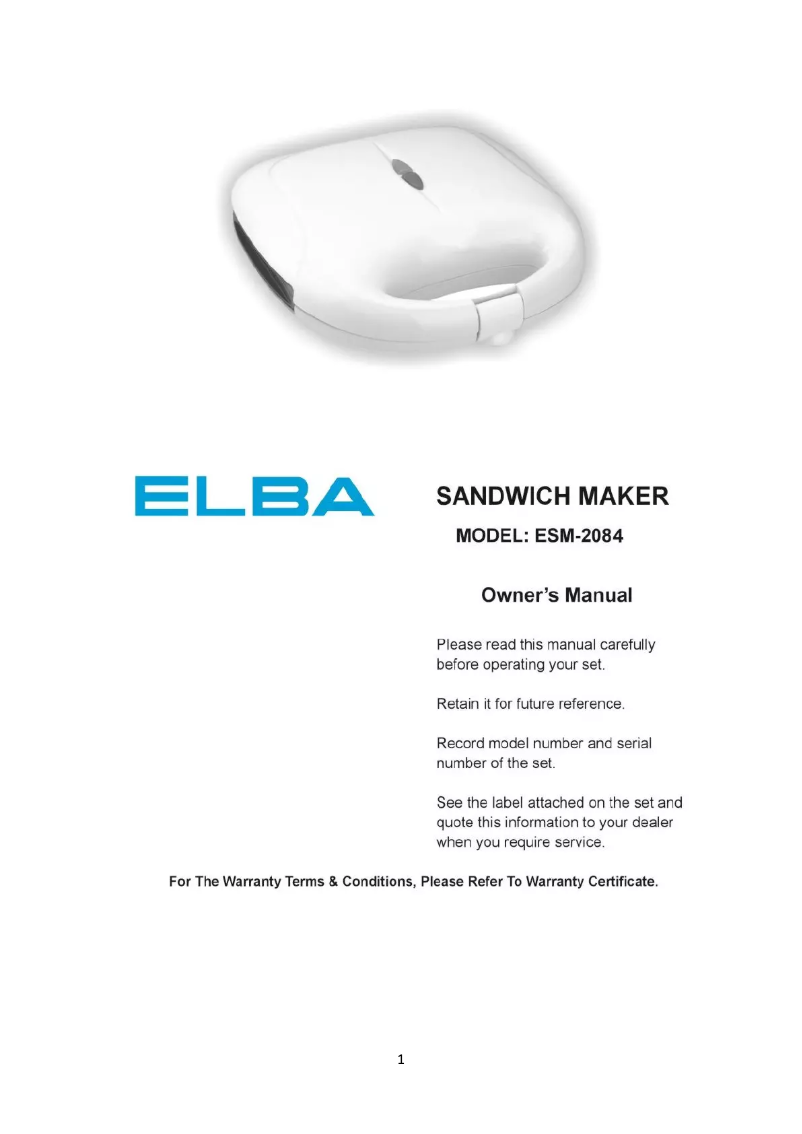 First page image of the manual for ESM-2084