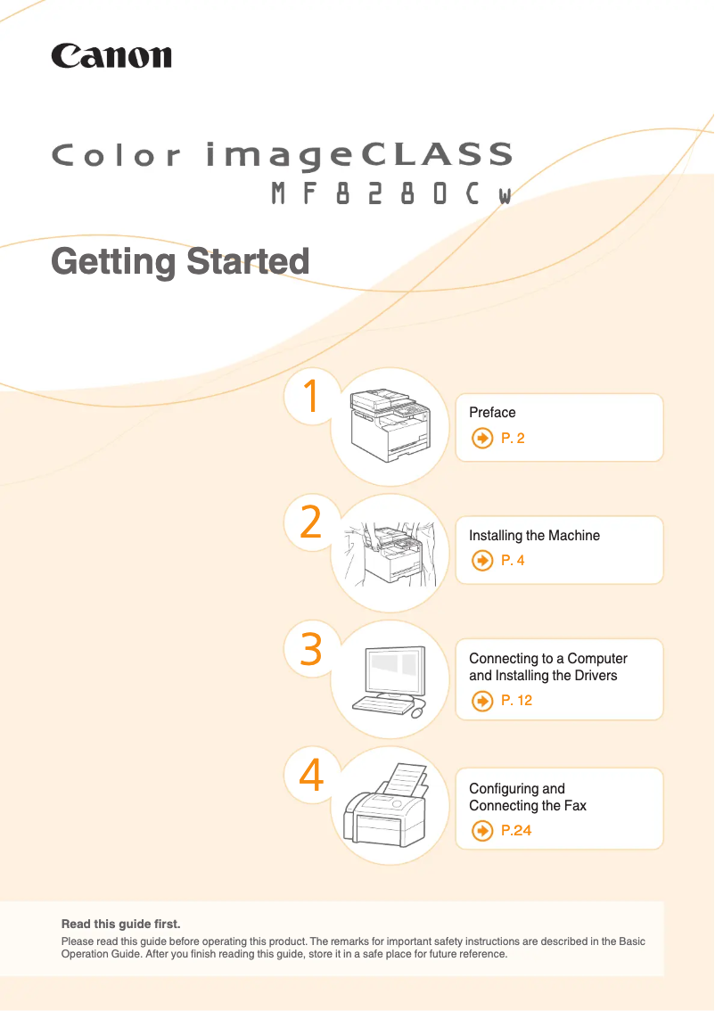 First page image of the manual for imageCLASS MF8280Cw