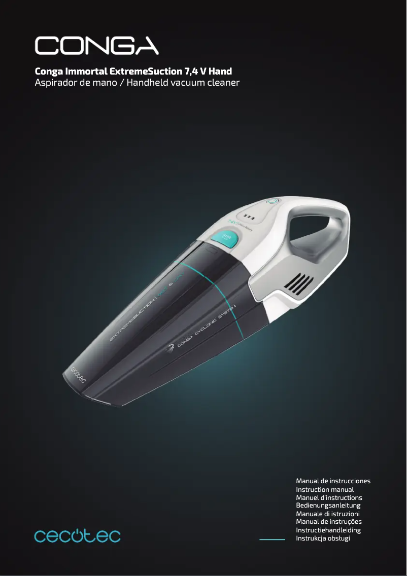 Image de la première page du manuel de l'appareil Conga Immortal ExtremeSuction 7,4 V Hand