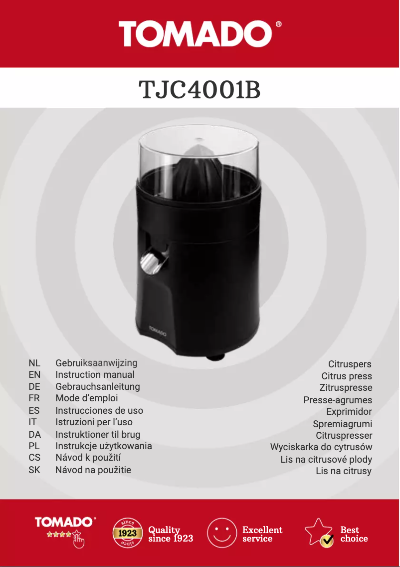 Image de la première page du manuel de l'appareil TJC4001B