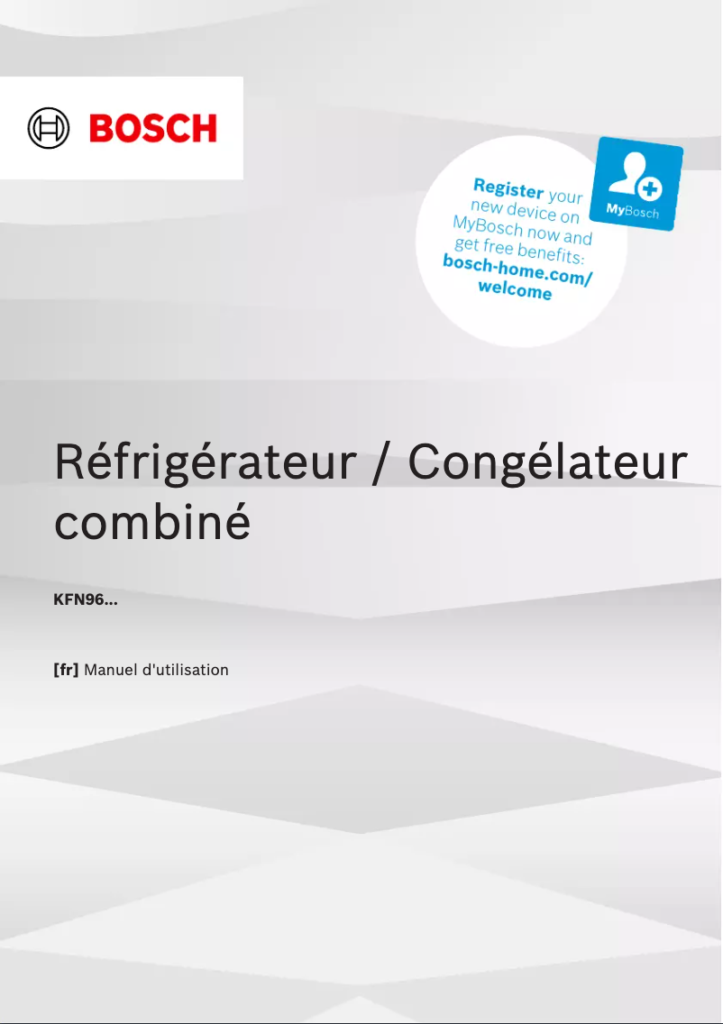 First page image of the manual for KFN96VPEA